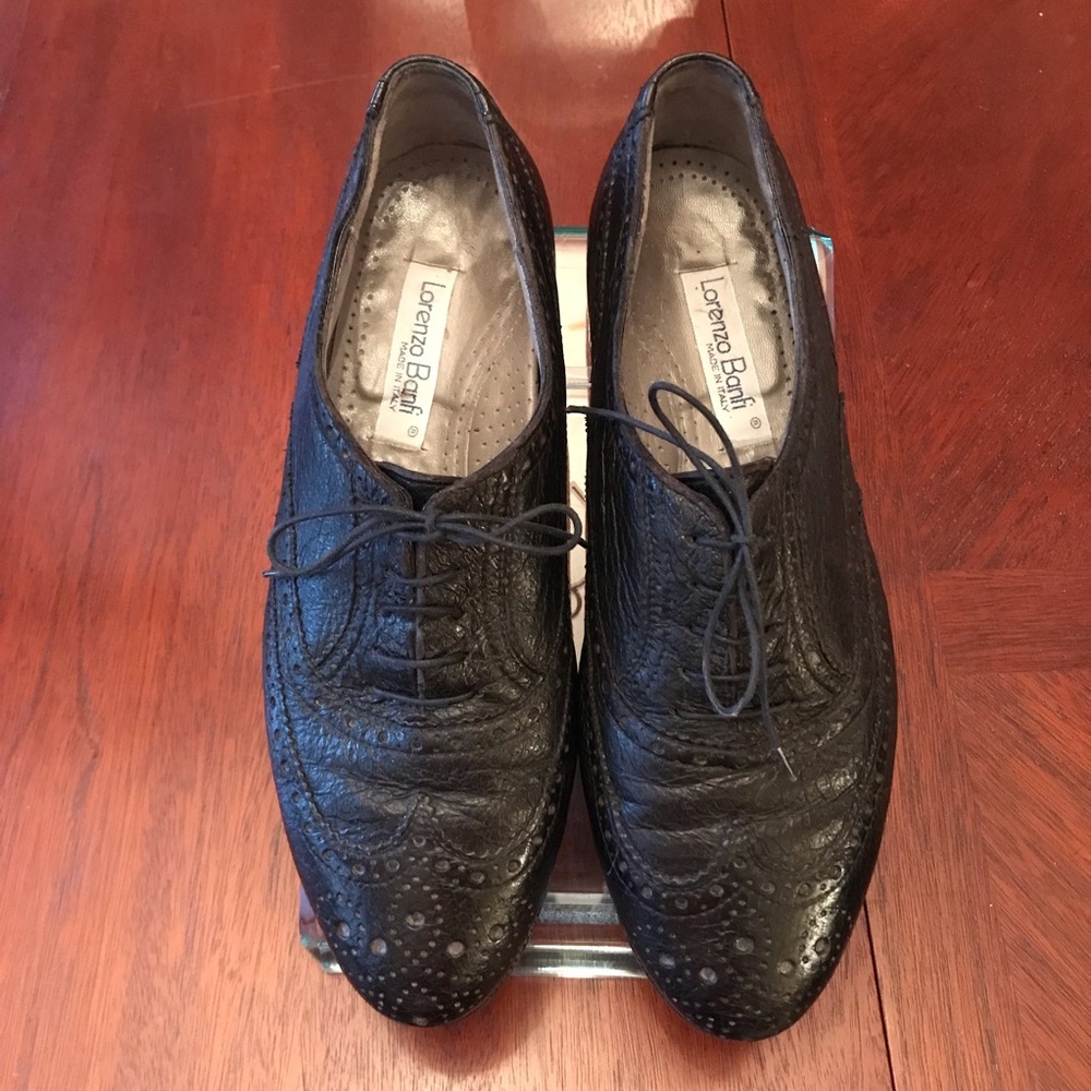 Lorenzo BANFI Black Leather Perforated Loafers